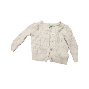 FUB Baby Cream Cable Knit Cardigan 4 Month 62 Wool Buttons